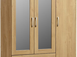 Charles 3 Door 2 Drawer Mirrored Wardrobe (Walnut)