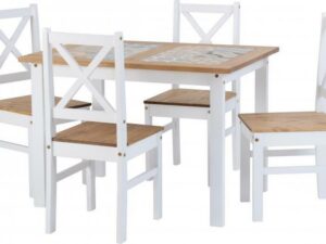 Salvador 1+4 Tile Top Dining Set (White)