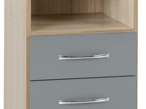 Nevada 2 Drawer Bedside (Grey)