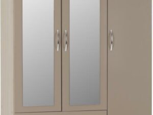 Nevada 3 Door 2 Drawer Mirrored Wardrobe (Oyster)