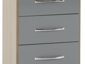 Nevada 3 Drawer Bedside (Grey)