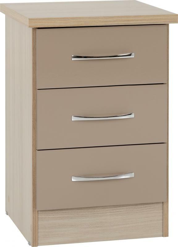 Nevada 3 Drawer Bedside (Oyster)
