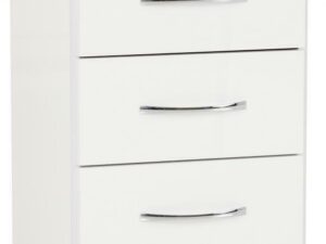Nevada 3 Drawer Bedside (White)