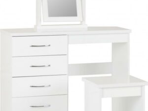 Nevada 4 Drawer Dressing Table Set (White)
