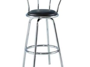 BAR STOOL BLACK FAUX LEATHER/CHROME