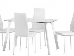 Abbey Dining Set - White Faux Leather