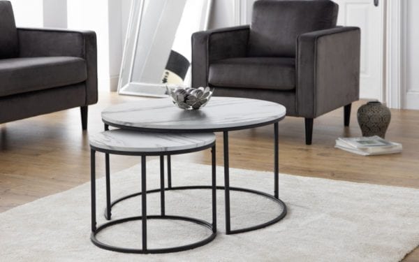 Bellini Round Nesting Tables White Marble