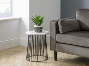 Broadway Round Lamp Table White Marble