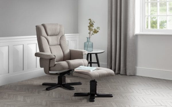 Malmo Swivel Recliner & Stool Grey