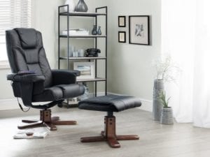 Malmo Massage Recliner & Stool Black
