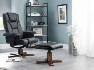 Malmo Swivel Recliner & Stool Black