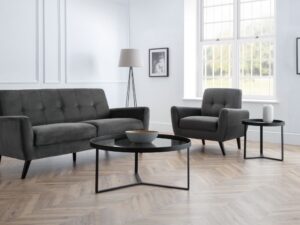 Monza 3 Seater Retro Sofa Dark Grey Velvet