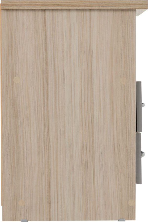 Nevada 2 Drawer Bedside - Grey Gloss/Light Oak Veneer - Image 4