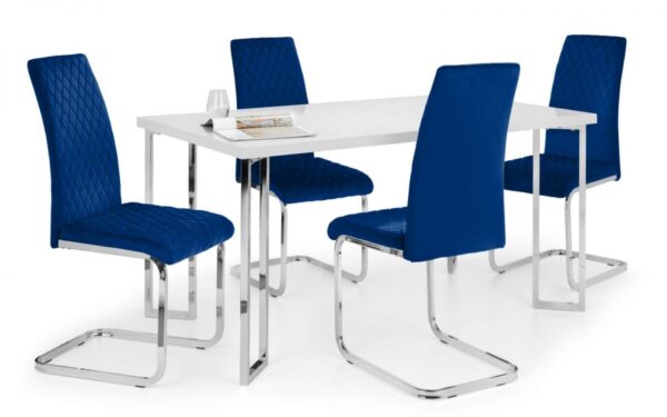 Calabria Velvet Cantilever Dining Chairs - Blue - Image 2