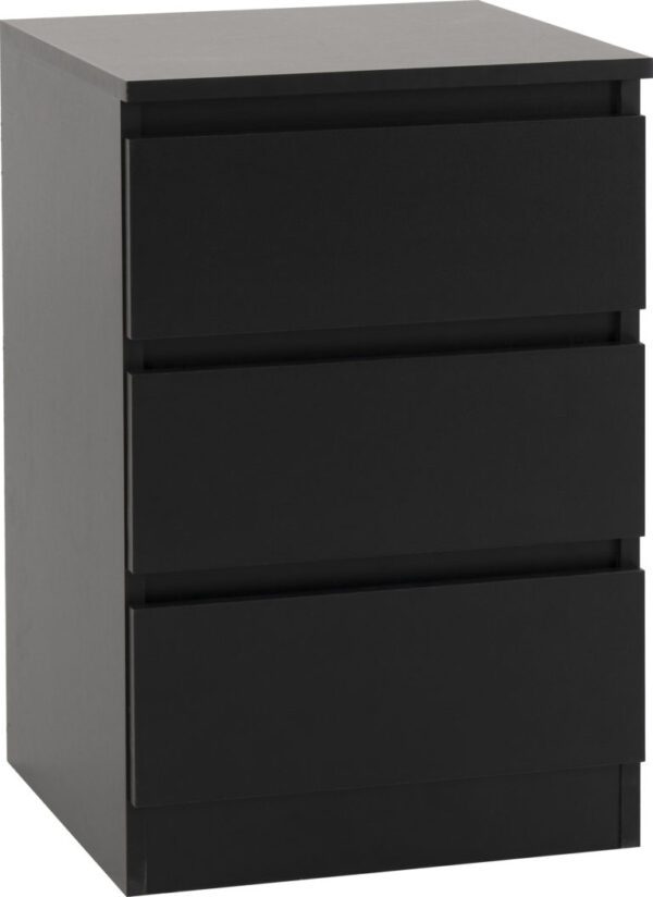 Malvern 3 Drawer Bedside Black - Image 2