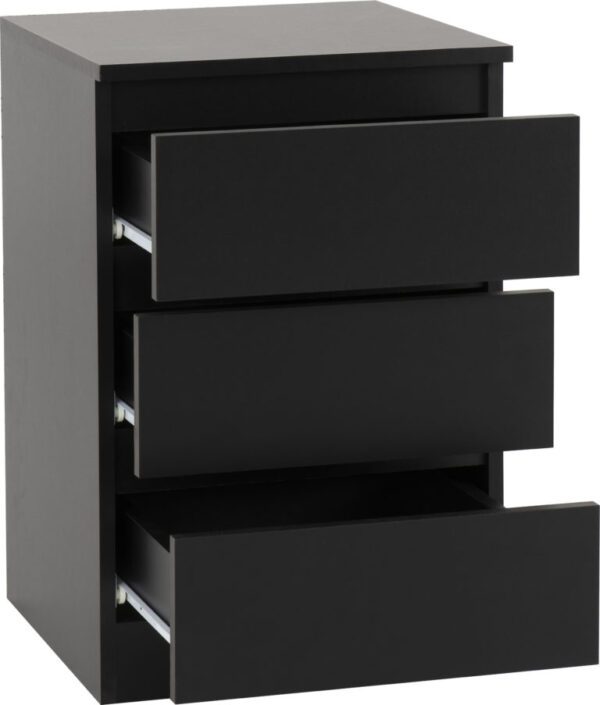 Malvern 3 Drawer Bedside Black - Image 3
