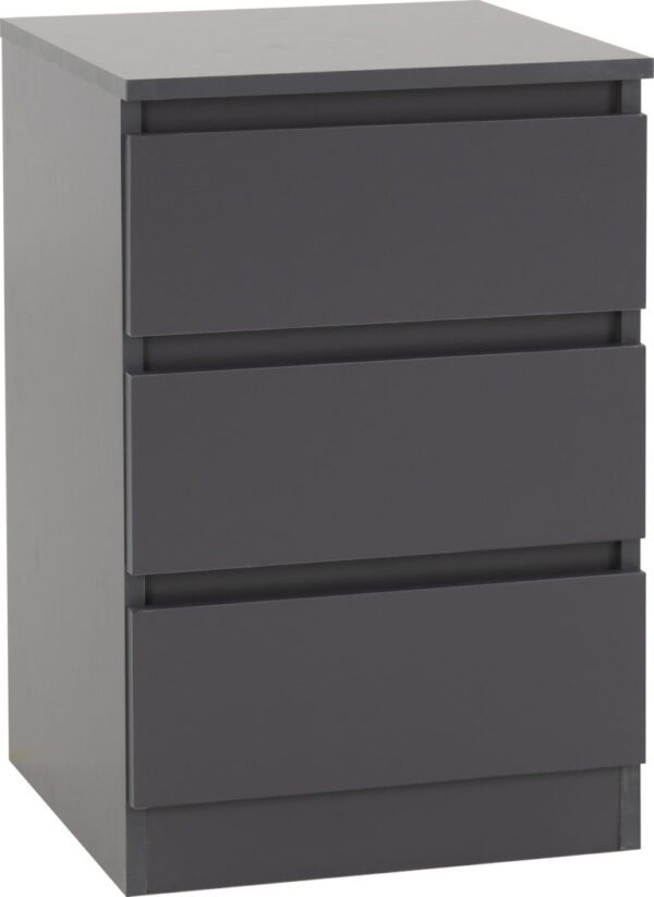 Malvern 3 Drawer Bedside Grey - Image 2