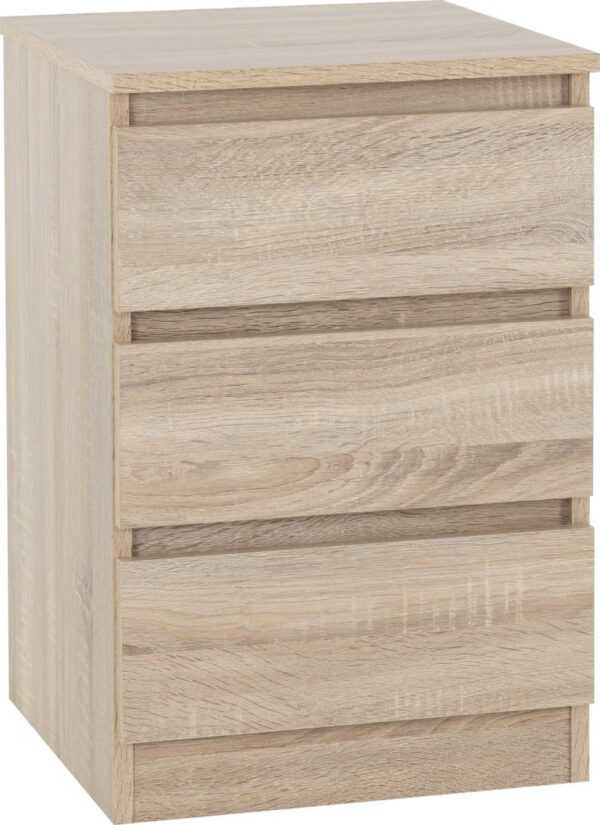 Malvern 3 Drawer Bedside Sonoma Oak Effect - Image 2