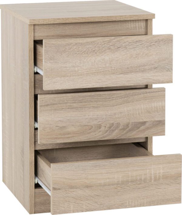 Malvern 3 Drawer Bedside Sonoma Oak Effect - Image 3