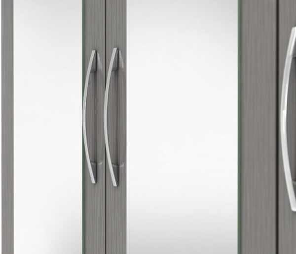Nevada 4 Door 2 Drawer Mirrored Wardrobe 3D Effect Grey - Image 4