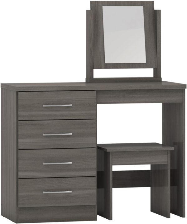 Nevada 4 Drawer Dressing Table Set Black Wood Grain - Image 2