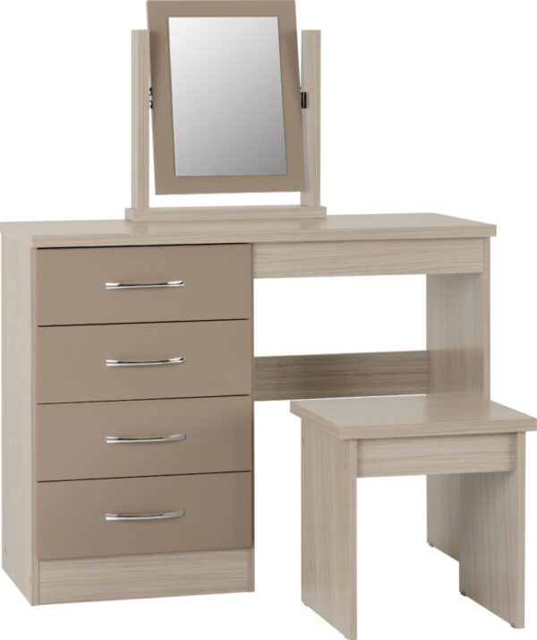 Nevada 4 Drawer Dressing Table Set Oyster Gloss - Image 2