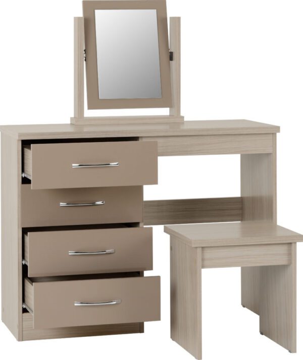 Nevada 4 Drawer Dressing Table Set Oyster Gloss - Image 3