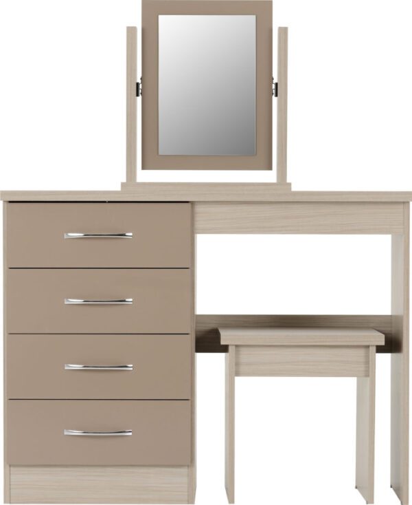 Nevada 4 Drawer Dressing Table Set Oyster Gloss