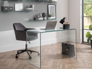 Kahlo Velvet Swivel Office Chair - Grey and Black