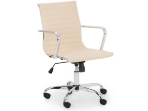 Gio Office Chair - Ivory and Chrome
