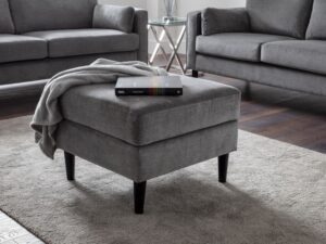 Hayward Ottoman - Grey Chenille Fabric