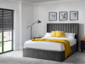 Langham Scalloped Headboard Storage Bed - Grey - 150CM (5')