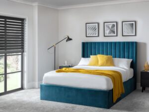 Langham Scalloped Headboard Storage Bed - Teal - 135CM (4'6")