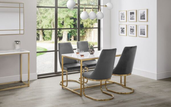Scala Dining Table - White/Gold